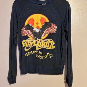 Ragdoll Navy Graphic Rock Band Tee with Yellow and Orange Print